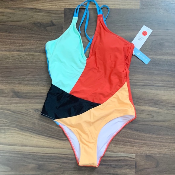 NWT One Piece Color Block Swimsuit - Picture 2 of 6